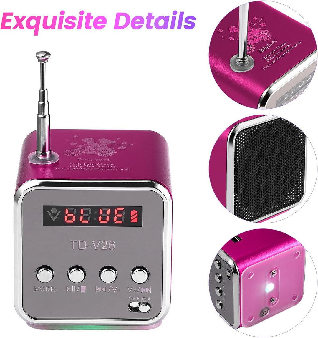 ULTECHNOVO Mini Radio Mit Batterie Td-V26 Mini Drahtloser Musikplayer Stereolautsprecher Mp3 Mp4 Mus