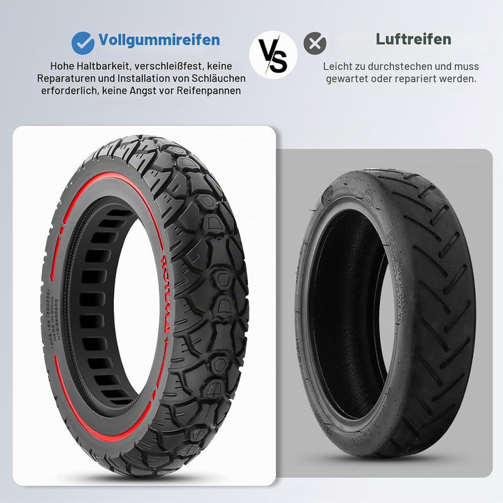 10x2.125 Reifen Vollgummi Offroad, E Scooter Vollgummireifen 10x2.125 mit Abriebfeste &amp; Pannensicher