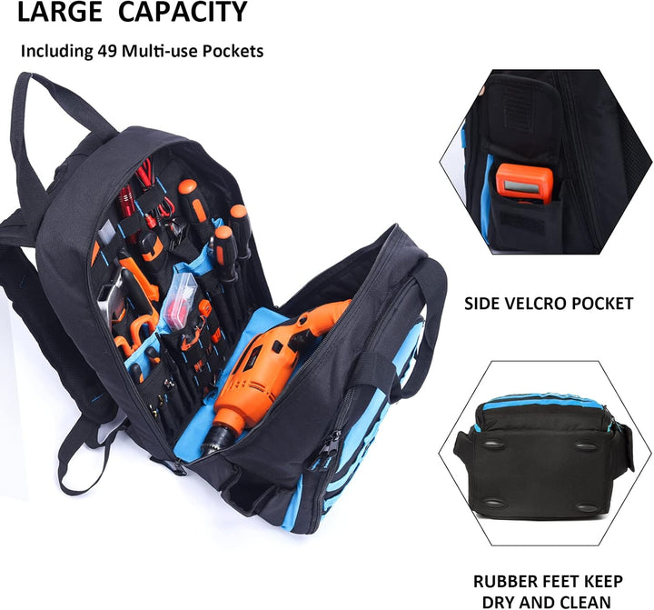 AUMTISC Werkzeugrucksack Werkzeugtasche Hochleistungs-werkzeug rucksack mit Mehrzwecktasche Industri