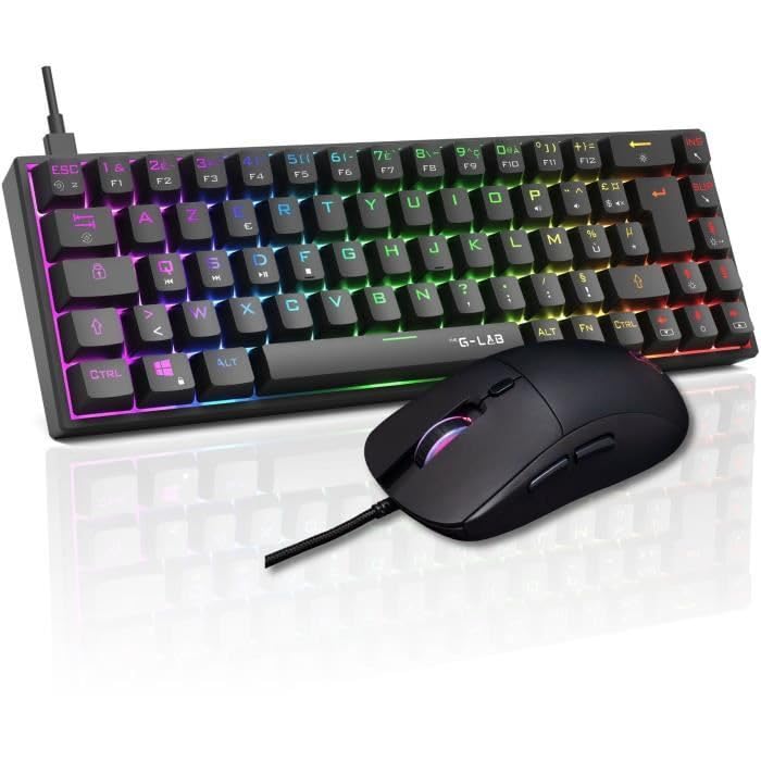 The G-Lab - Combo Titanium – Gaming-Tastatur &amp; Maus – mechanische Tastatur 65% roter Switch, Gaming-