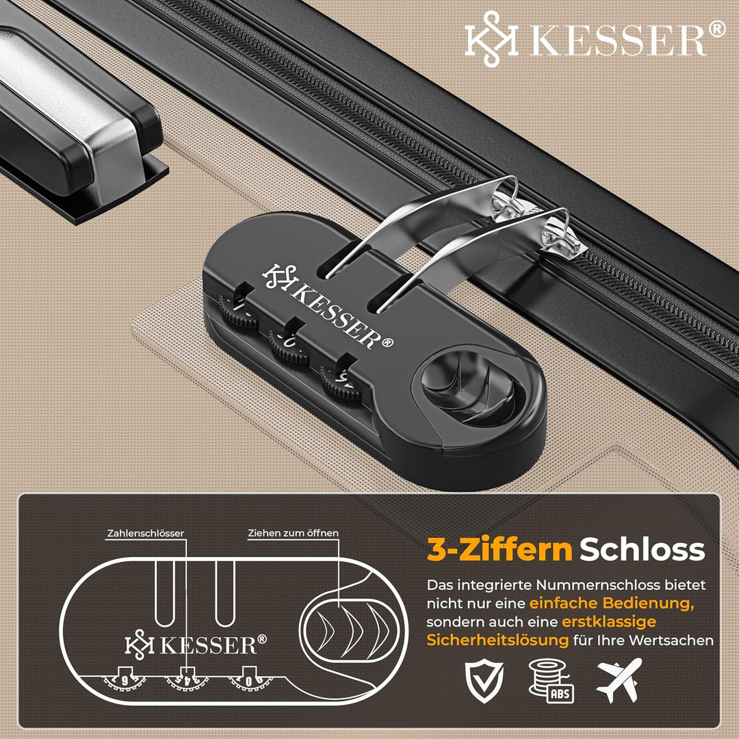 KESSER® 3tlg. Hartschalenkofferset Hard Shell Basic Hartschalenkoffer Trolley Koffer Reisekoffer Rei