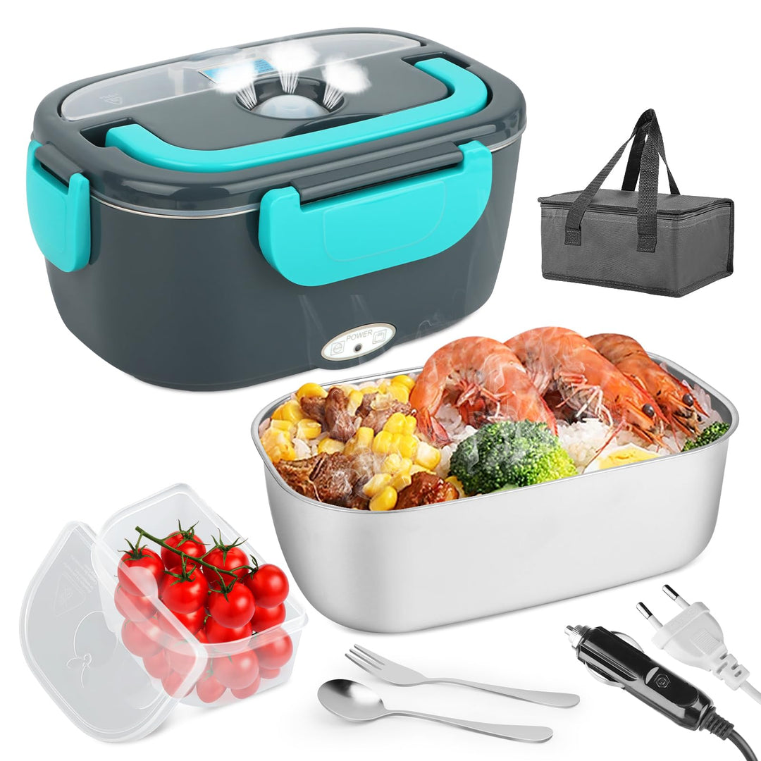 Elektrische Lunchbox 1,5L, 60W Essensbox Warmes Mittagessen, 12V/24V/220V Beheizbare Speisenwärmer m