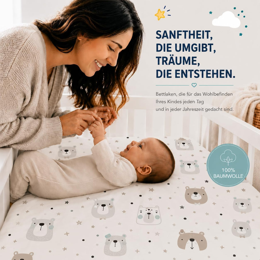 FlyIdeas Next 2 Me Spannbettlaken Beistellbett 83x50 cm, 2 STK. - 2 Spannleintuch Matratzenschoner f