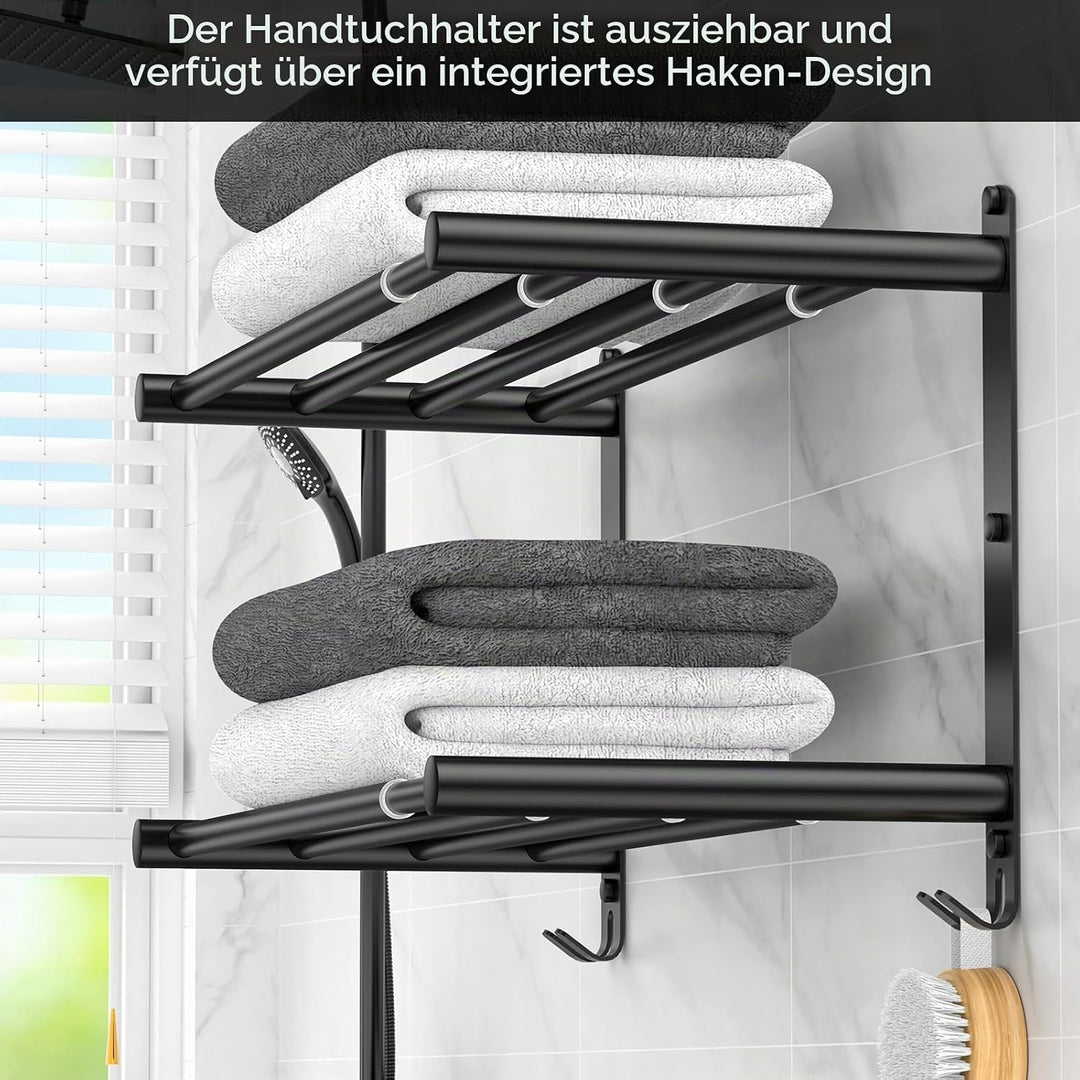 schwarz Dehnbare 17-30 Zoll Handtuchstange für Badezimmer Küche Handtuchhalter Geschirrtücher Aufhän