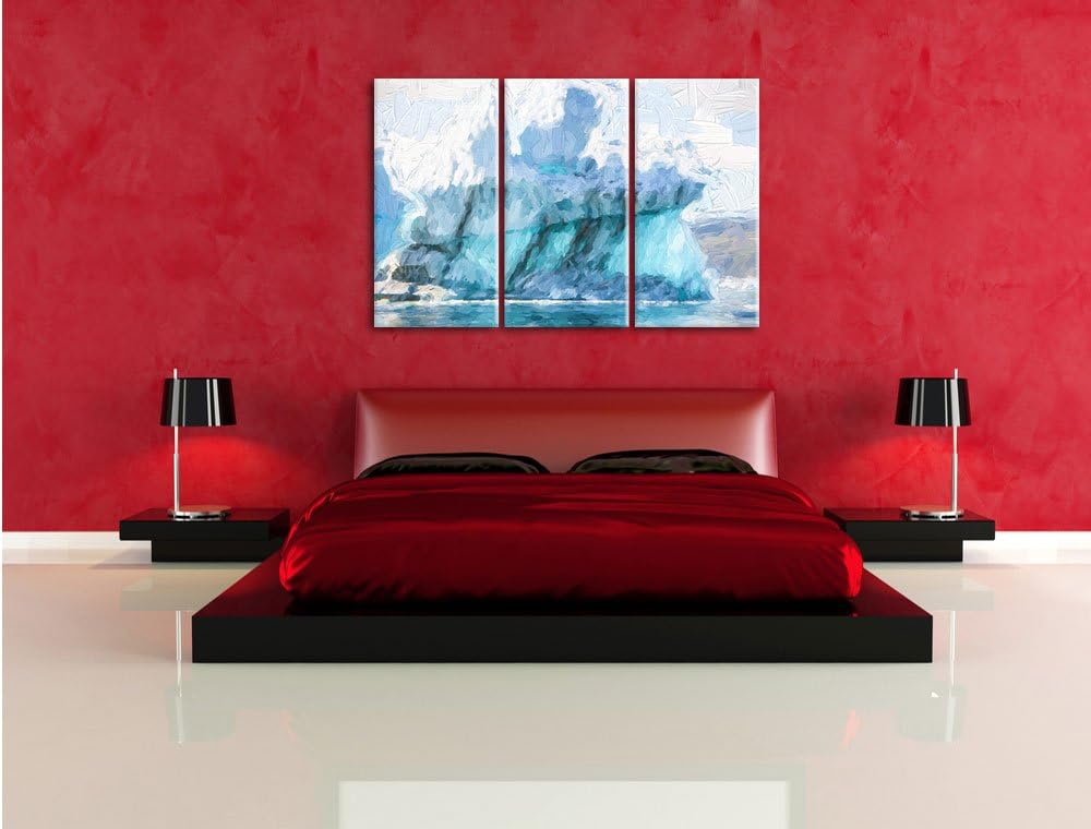 Pixxprint gigantischer Eisberg Kunst Pinsel Effekt 3-Teiler Leinwandbild 120x80 Bild auf Leinwand