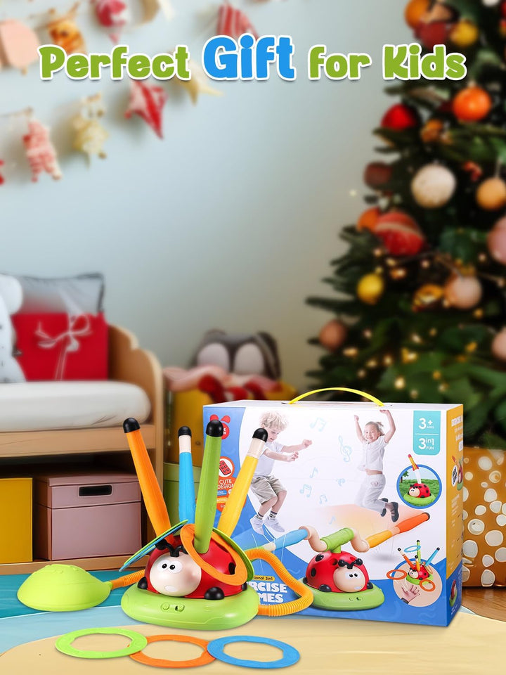 3 in 1 Spiele für Kinder, Raketen Spielzeug, Seilspringmaschine Kinder, Ringwurfspiel für Kinders, S