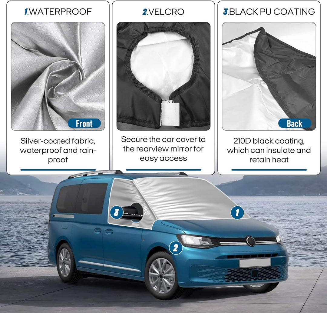 für VW Caddy 2004-2024 Auto Windschutzscheiben Abdeckung, Wasserdicht Sonnenschutz Frontscheibe Ther