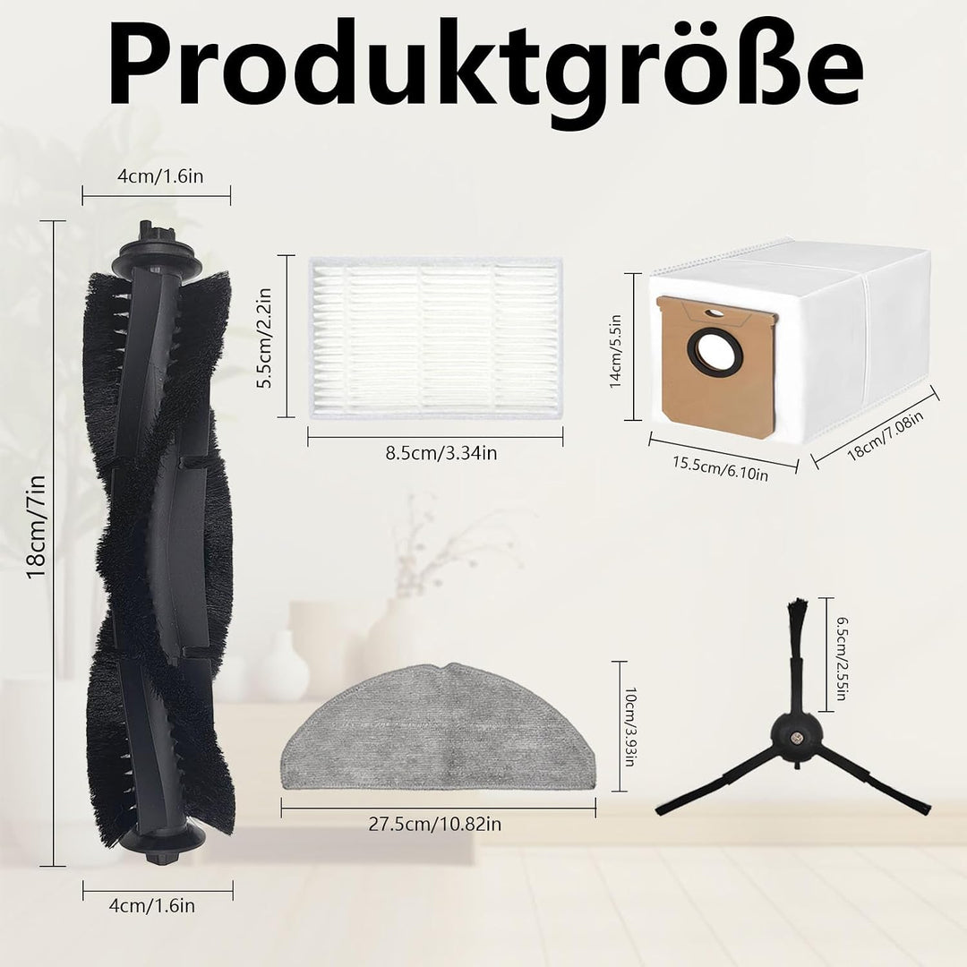 Zubehör für Tapo RV30 Max Plus/ RV30 Max/ RV20 Max/ RV20 Max Plus Staubsauger, 2 Hauptbürste, 6 Filt