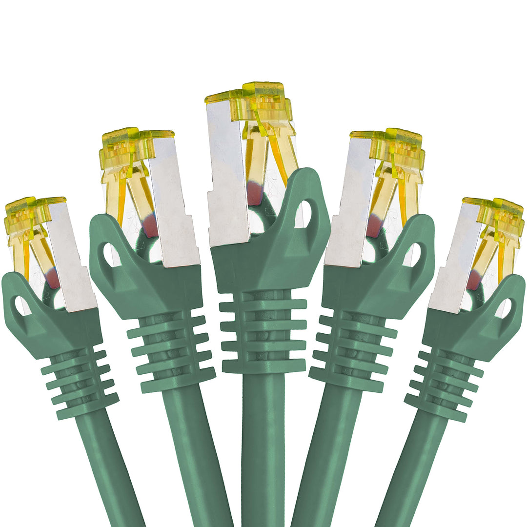 BIGtec LAN Kabel 5 Stück 3m Netzwerkkabel CAT7 Ethernet Internet Patchkabel CAT.7 grün Gigabit doppe