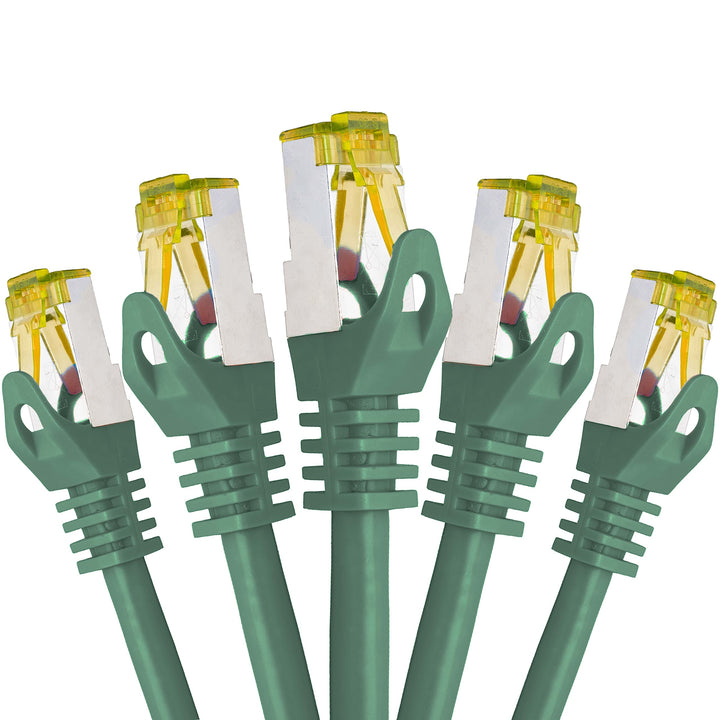 BIGtec LAN Kabel 5 Stück 3m Netzwerkkabel CAT7 Ethernet Internet Patchkabel CAT.7 grün Gigabit doppe