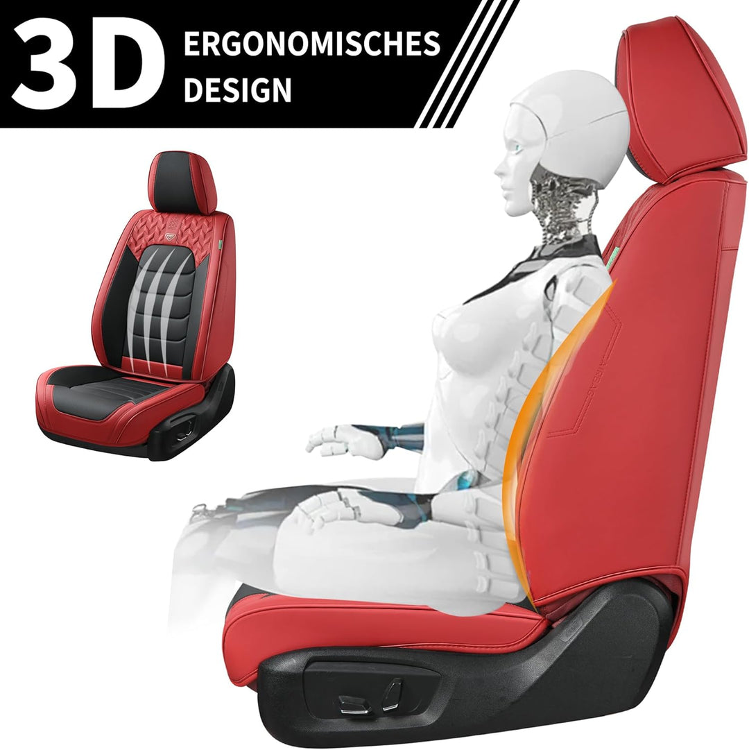 FLORICH Autositzbezüge Komplettset 5 Stück Vorder und Rücksitzbezüge PU-Leder Universel Auto Wasserd