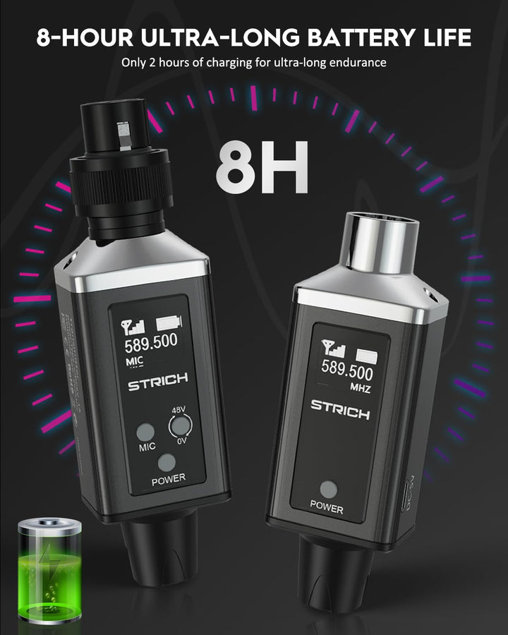STRICH M3 UHF drahtloses XLR-Transmitter Receiver mit 16 Kanälen, Reichweite von 50 Metern, Plug-on-