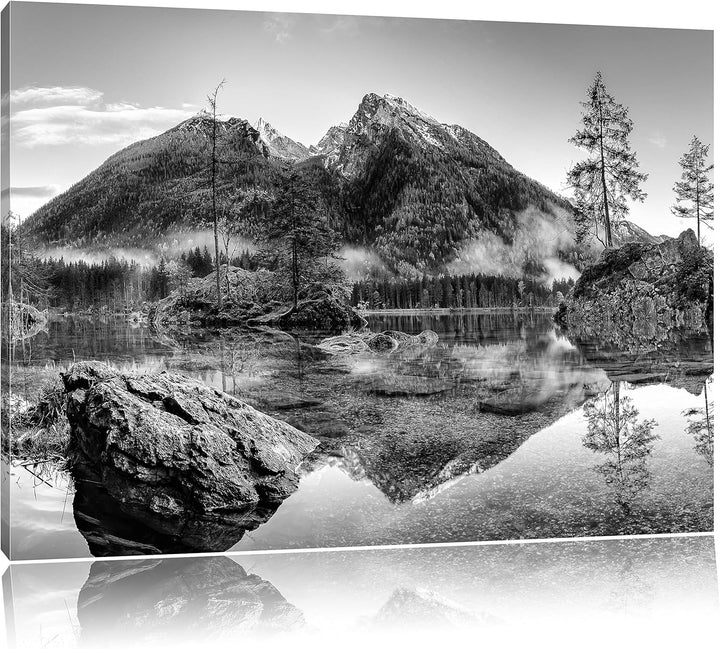 Pixxprint Sonnenaufgang am Hintersee als Leinwandbild/Grösse: 100x70 cm/Wandbild/Kunstdruck/fertig b