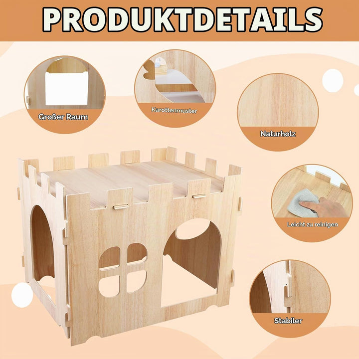 Gross Kaninchenhaus, Holz Meerschweinchen Bett mit Eingänge, Meerschweinchen Spielzeug, Meerschweinc