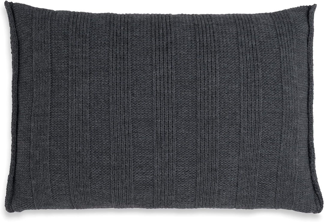 KNIT FACTORY - Jesse Zierkissen - Rechteckige Sofa Kissen - Anthrazit - Gestrickter Dekokissen - Cou