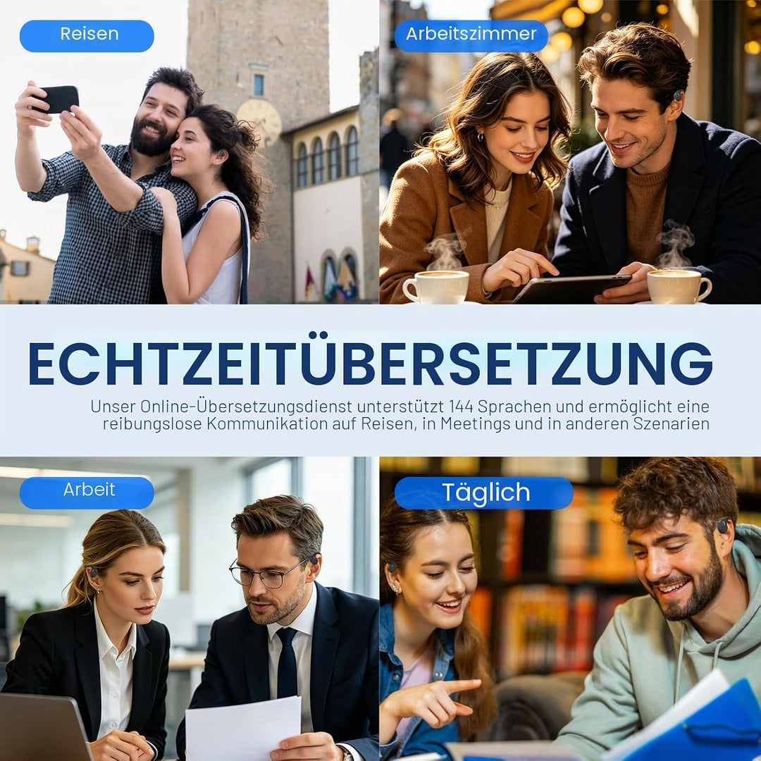 KI Übersetzer Kopfhörer 144 Sprachen, Open Ear Bluetooth 5.4, 58H Ladecase | Sprachübersetzer Kopfhö