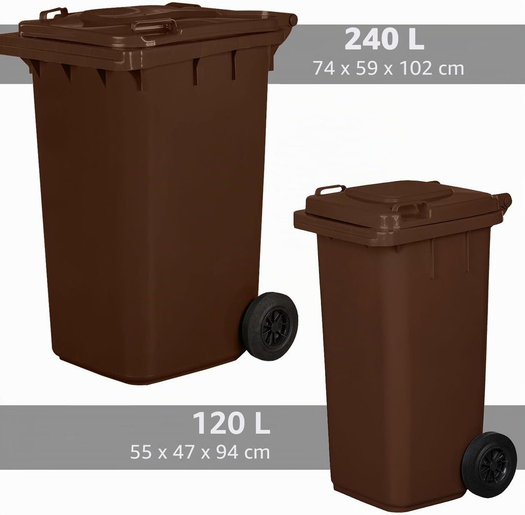 Jestic Mülltonne 120 240 mit leisen Gummirädern, für Mülltrennung, Recycling innen aussen, EN840, 12