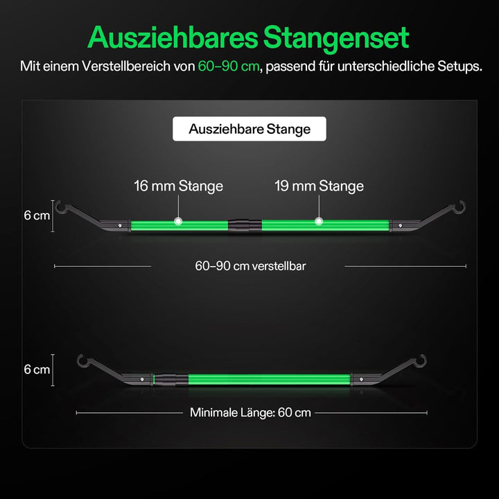 VIVOSUN High-CFM Stützstangen-Set für Growzelt, Heavy-Duty Querstreben, 60–90 cm verstellbar, hohe T