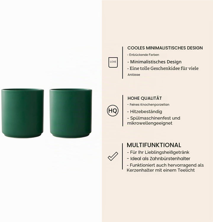 Design Letters Favourite Cup 2 Set Gras-Grün | kaffeebecher Porzellan 250 ml | Espressotassen | Bech
