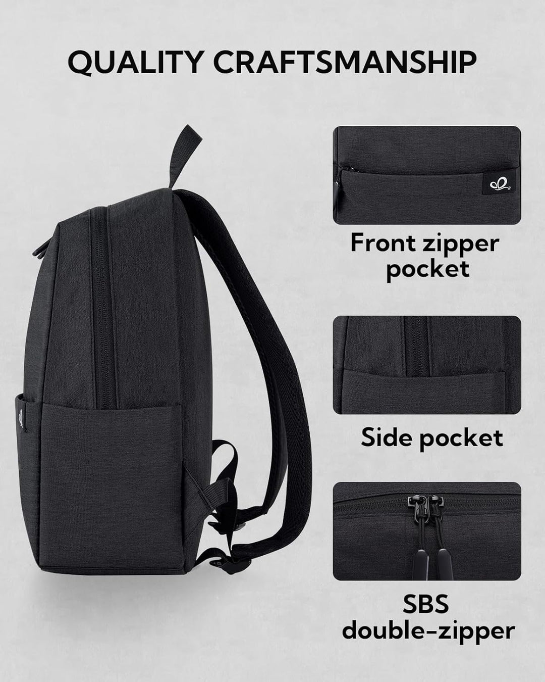 WATERFLY Leicht Klein Rucksack 10L: Casual Daypack Outdoor Mini Wanderrucksack Backpack für Arbeit S