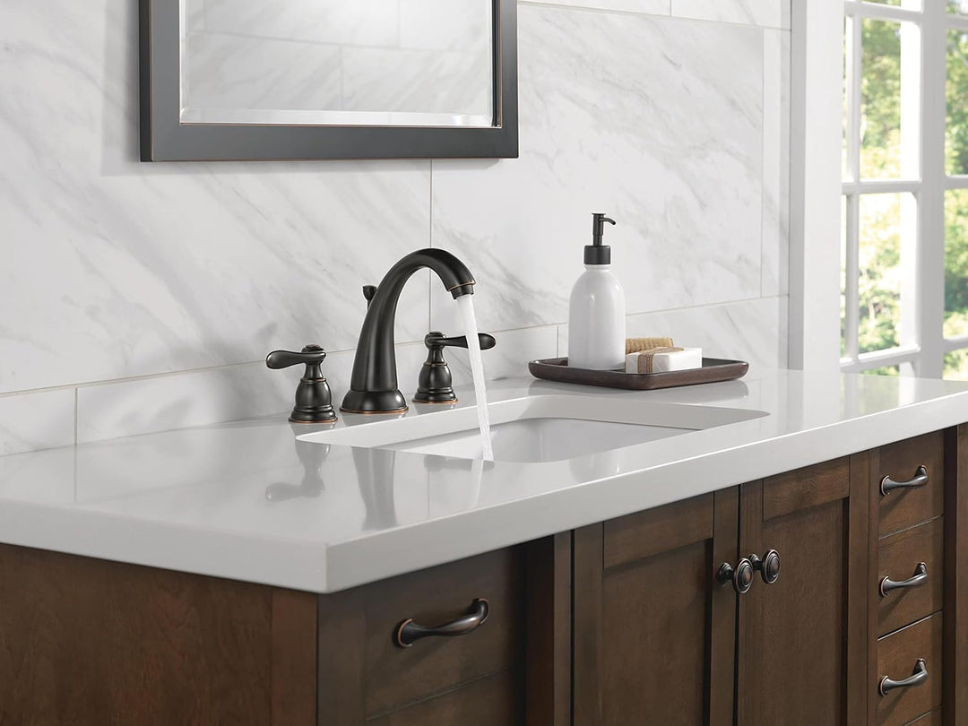 Delta FAUCET Windemere Badezimmerarmatur mit 2 Griffen, mit Metallablauf NULL Oil-Rubbed Bronze, Oil