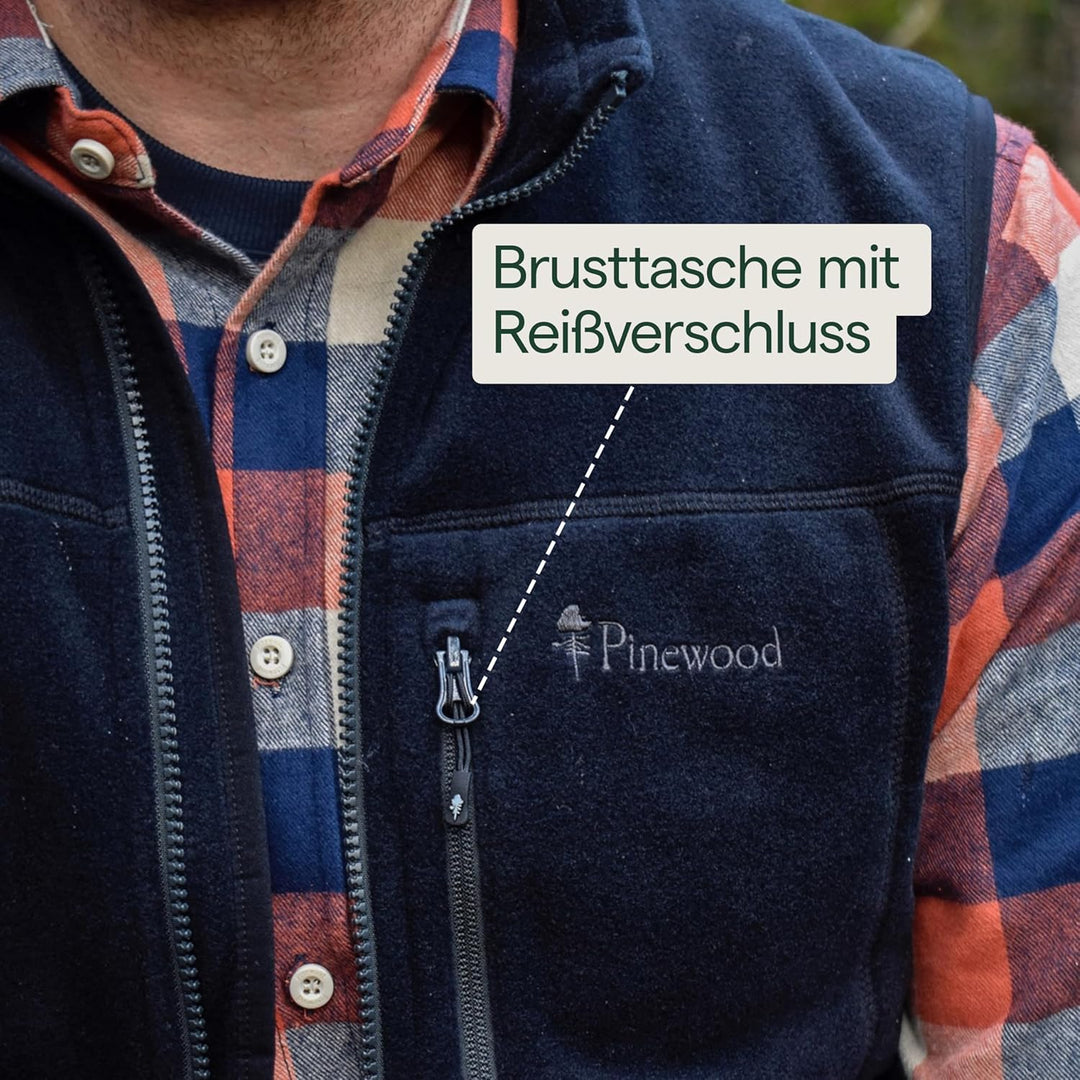 Pinewood Fleece Weste für Herren. Zum Wandern, Trekking, Jagd, Hundesport und vielen Outdooraktivitä