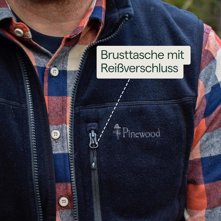Pinewood Fleece Weste für Herren. Zum Wandern, Trekking, Jagd, Hundesport und vielen Outdooraktivitä