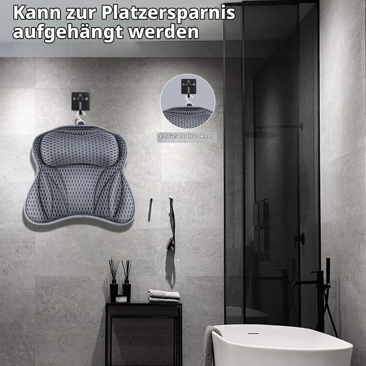 Badewannenkissen, Badewannenkissen 4D Mesh Kopfstütze mit 6 Anti-Rutsch-Saugnäpfen Kann Kopf, Nacken