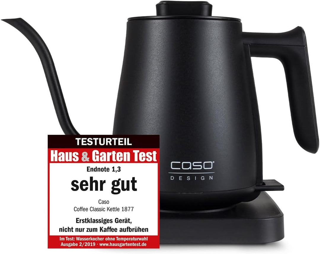 CASO Coffee Classic Kettle – elektrischer Wasserkocher, hochwertiges matt schwarzes Design mit gesch