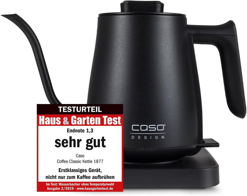 CASO Coffee Classic Kettle – elektrischer Wasserkocher, hochwertiges matt schwarzes Design mit gesch