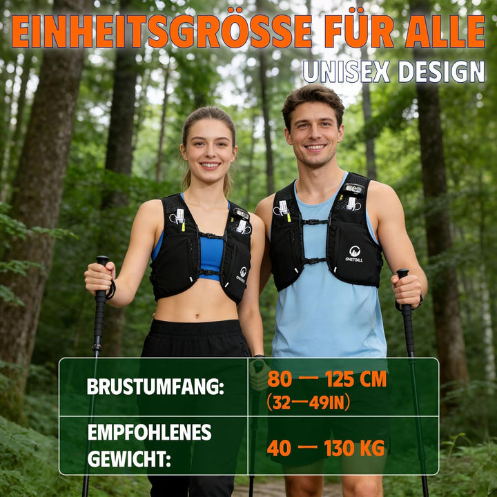 Laufweste Damen mit 2 Faltbare Trinkflasche 500ml, Trinkweste Laufen Herren, Running Vest Laufrucksa