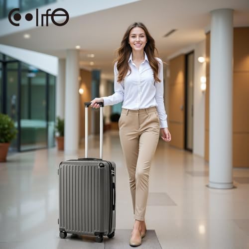 COOLIFE Koffer Trolley-Koffer Hartschalen-Koffer Rollkoffer Reisekoffervon ABS-Material mit TSA-Schl