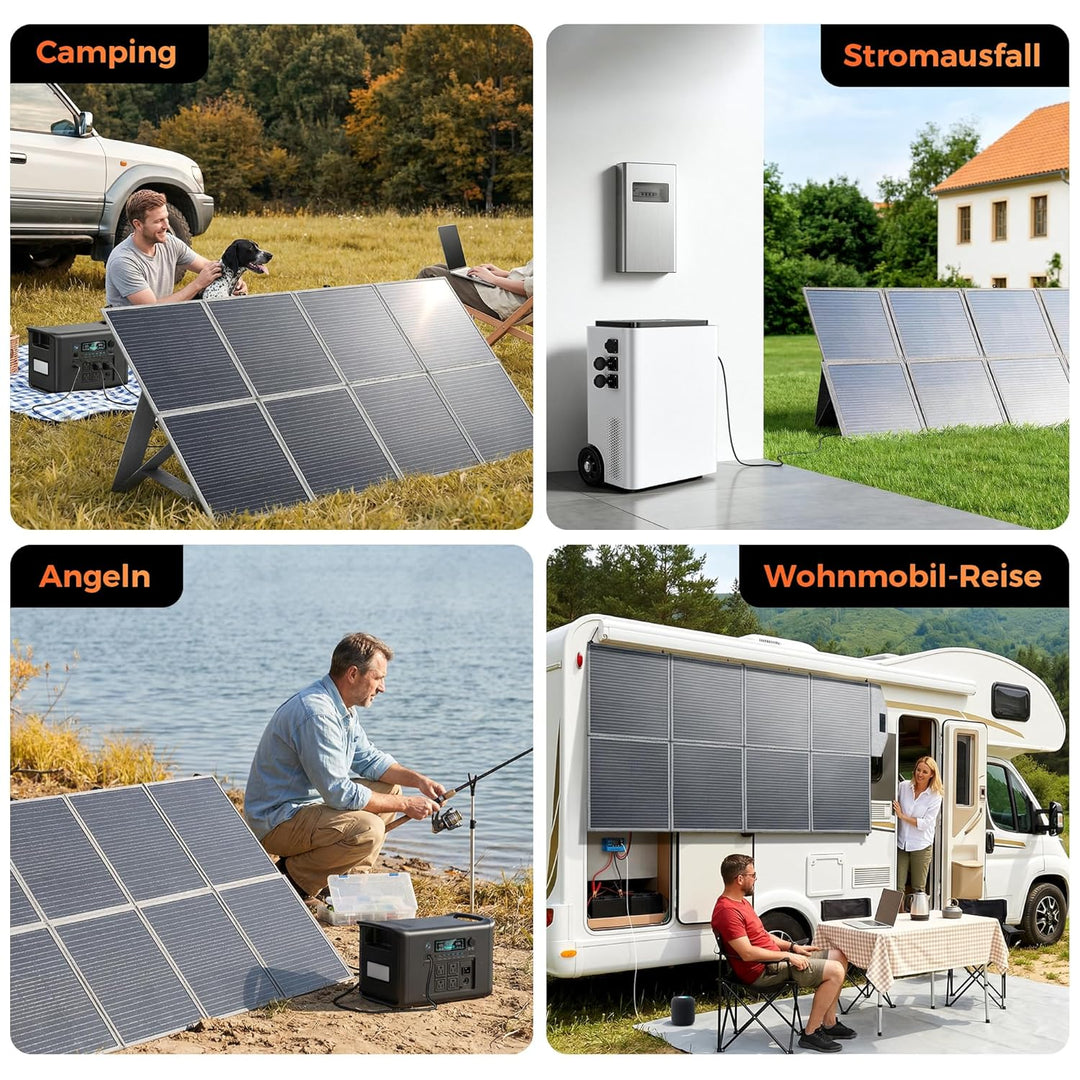 400W Faltbares Solarpanel Monokristallin mit Ständer, 23,5% Wirkungsgrad &amp; wasserdicht, Faltbares So