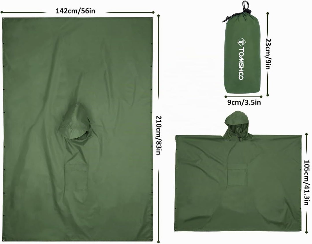 TOMSHOO Unisex Poncho Armee grün, Armee grün