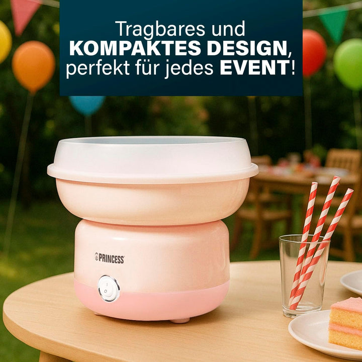 Princess Zuckerwattemaschine, 500W Leistung, BPA-frei, Kompaktes Design, Mit 10 Stäbchen & Messlöffe