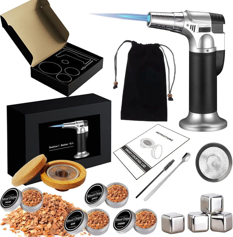 Cocktail Smoker Kit, MKNZOME Whiskey Smoker Kit mit 4 Geräuchertem Cocktail Raucher Kit Sägemehl Vat