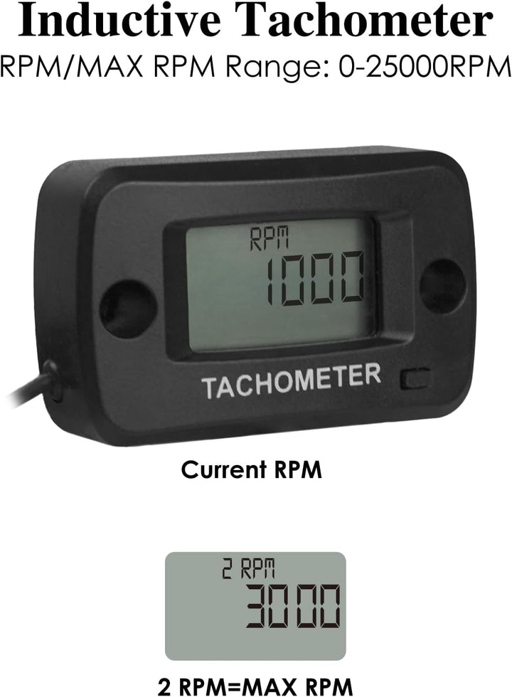 NInE-ROnG Jayron LCD Digital Benzin Induktiver Drehzahlmesser Wasserdicht für Motorrad Motocross Ras