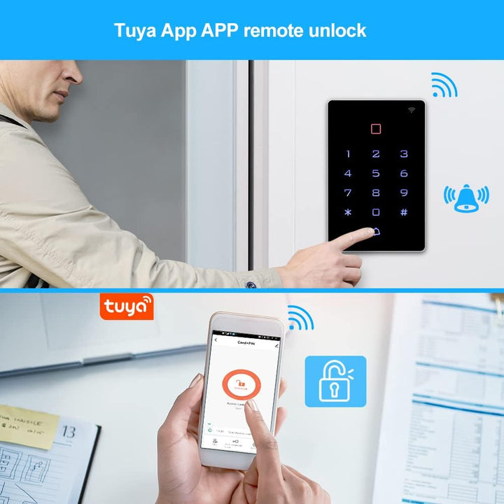 FUSYTULY Wasserdichtes Zugangskontrollsystem IP68 im Freien Tuya WiFi RFID Tastatur + K80 3A Netztei