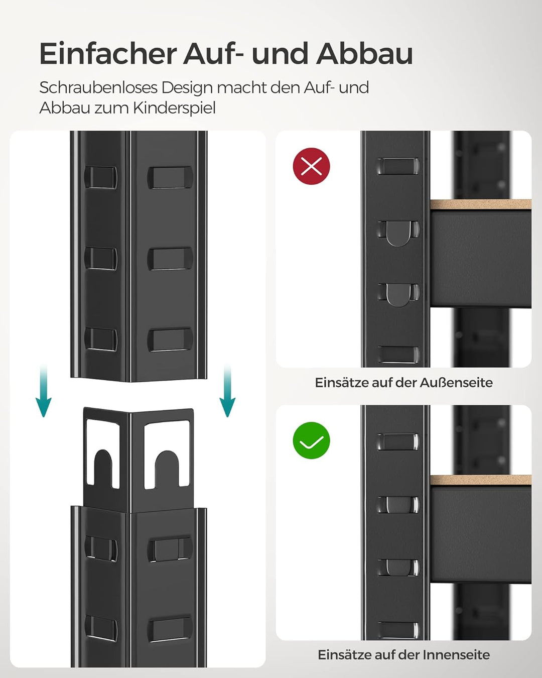 SONGMICS Schwerlastregal, 2er Set, Kellerregal, Lagerregal, 30 x 75 x 150 cm, Regal mit Stahlgestell