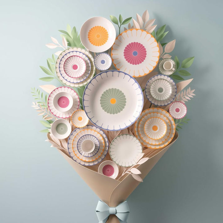 Villeroy & Boch - Fleur Couleur Frühstücksteller-Set 4-teilig, Dessertteller, Kleine Teller für Früh