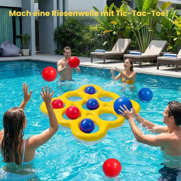 MoKo Tic-Tac-Toe Wasserspiel-Set für den Pool, Aufblasbare Pool-Schwimmhilfe mit 10 Bällen, Spiele f