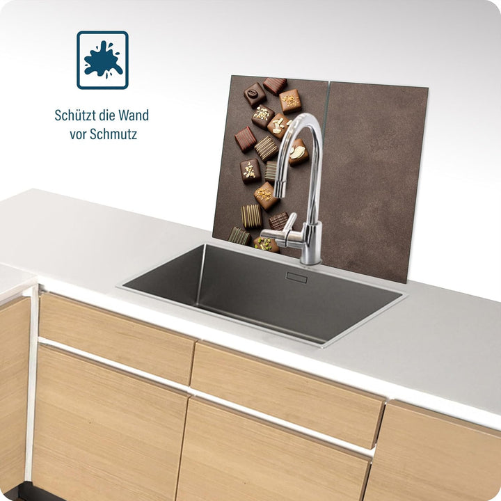 SFArt Herdabdeckplatte – Gehärtetes Glas Schneidebrett & Ceranfeld Abdeckplatte 2 Teilig 30x52 – Hyg
