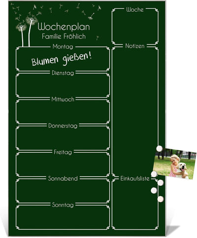 BANJADO Kalender beschreibbar aus Glas | Familienkalender 60cm x 40cm gross | Planer abwischbar mit