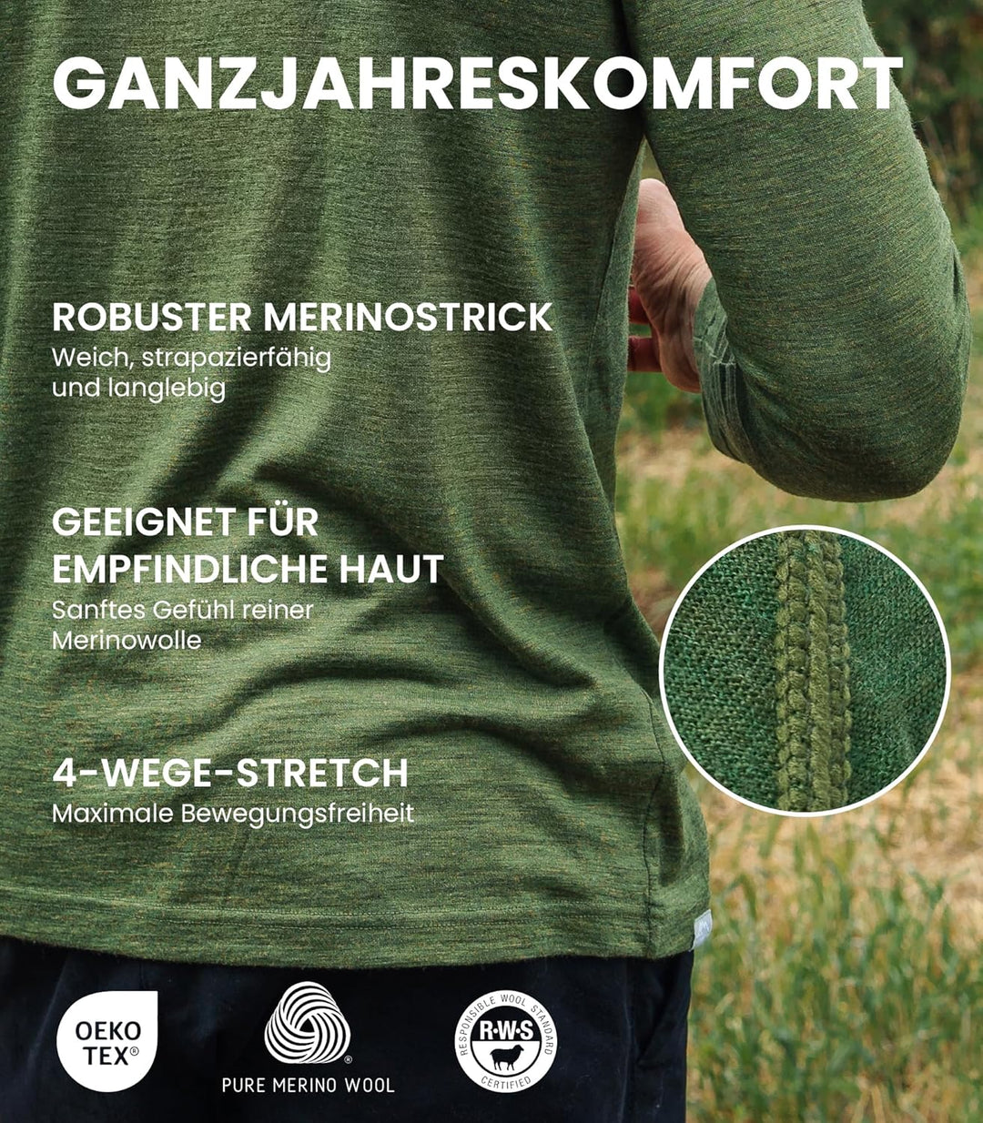 Merino.tech 100% Merino Unterwäsche Herren Set - Leicht, Mittelgewicht, Thermounterwäsche Merinowoll