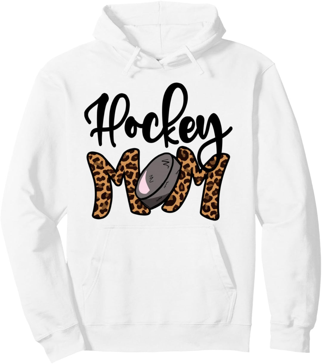 Hockey Mom Leopard Ice Hockey Mama, Mothers Day Hockey Mom Pullover Hoodie
