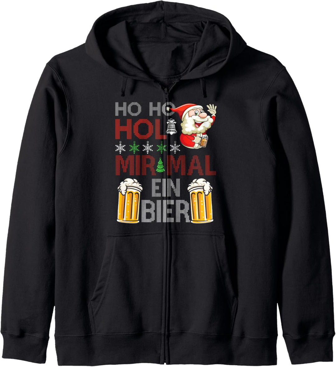 HO HO Hol Mir Mal Ein Bier Weihnachtsmann Lustige Sprüche Kapuzenjacke