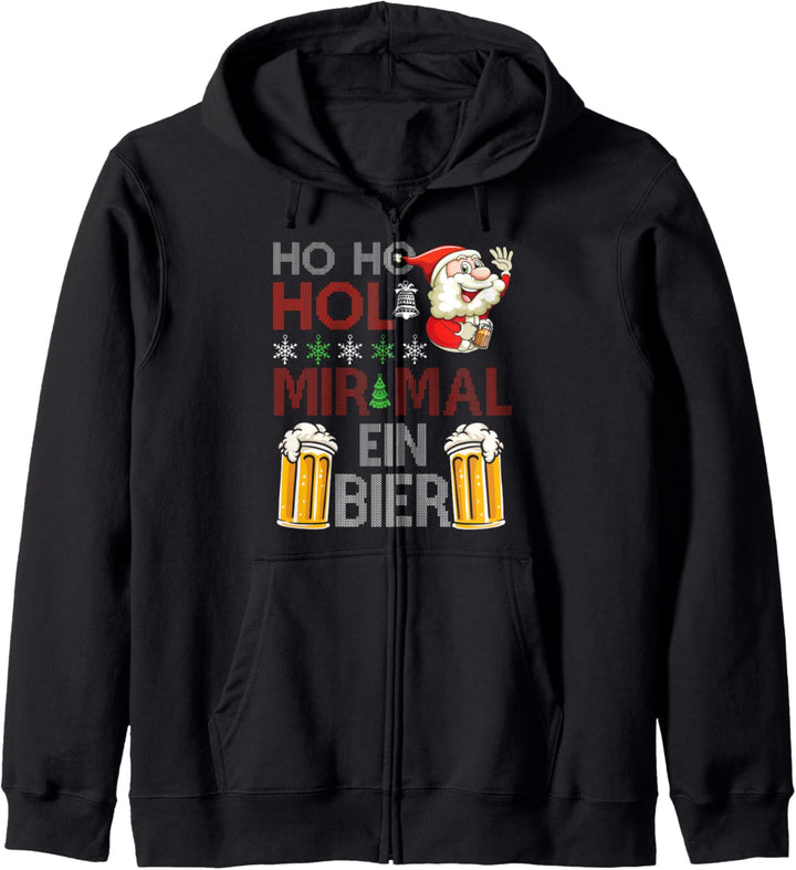 HO HO Hol Mir Mal Ein Bier Weihnachtsmann Lustige Sprüche Kapuzenjacke