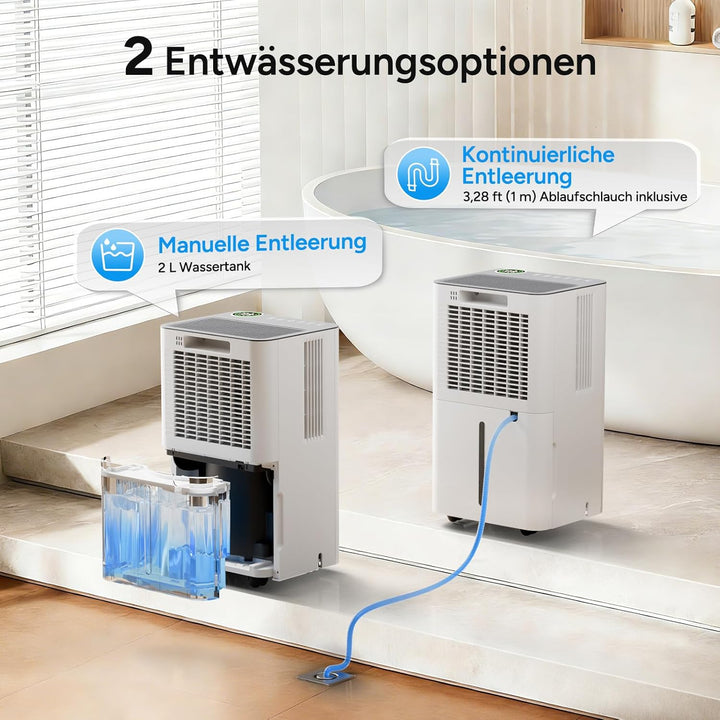 DR.PREPARE Luftentfeuchter Elektrisch 15L, Entfeuchter für Keller Wäschetrocknung, 3 Modi, Schlafmod