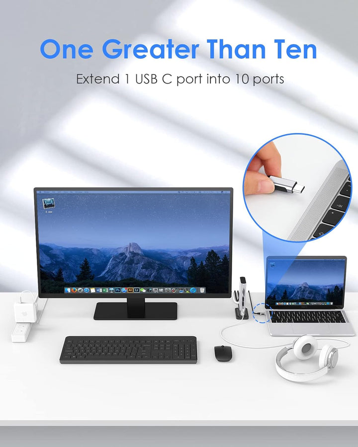 LENTION USB C Docking Station mit 4K HDMI & VGA Dual-Display, Ethernet, Kartenleser, Aux, 3xUSB 3.0,
