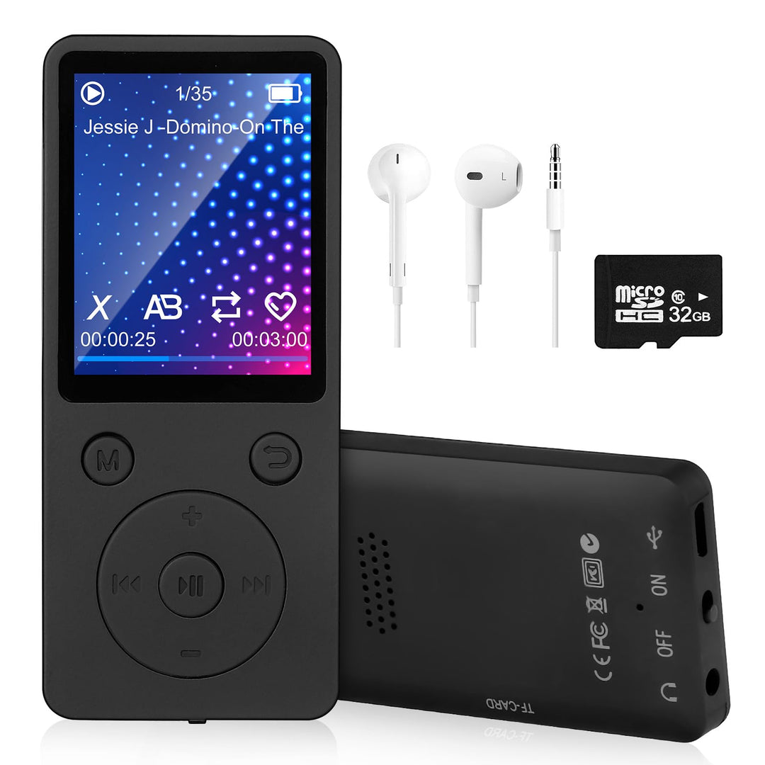 MP3 Player mit Bluetooth 5.2, 32 GB Speicherkarte, 1,8 Zoll TFT Farbbildschirm, M8 Musik-Player Spor